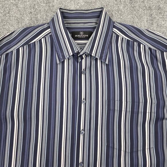 Bugatchi Uomo Shirt Mens XXL Striped Long Sleeve Button Up Modern Fit Pocket - Picture 10 of 14